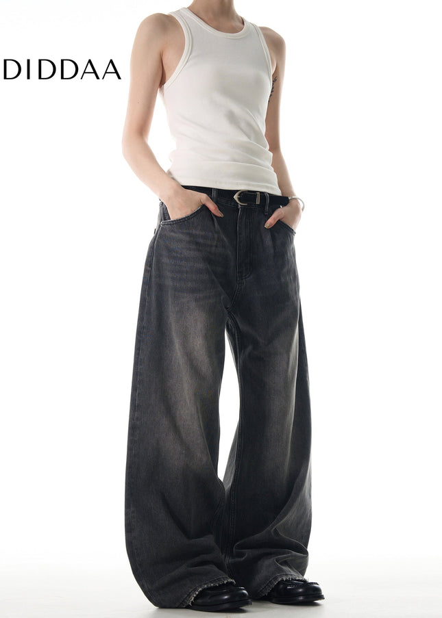 Blue Retro Loose Straight Jeans for Casual Wear - Men’s Jeans