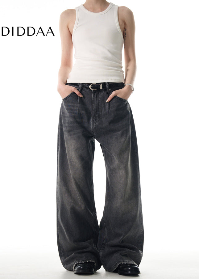 Blue Retro Loose Straight Jeans for Casual Wear - Men’s Jeans