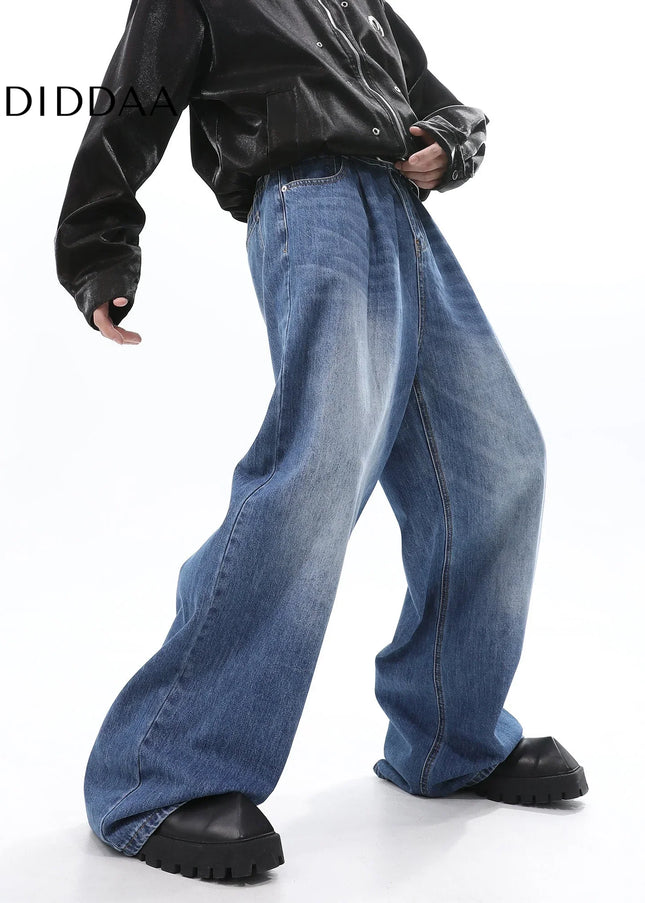 Blue Retro Loose Straight-Leg Jeans for Men - Men’s Jeans