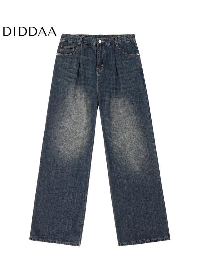 Blue Retro Loose Straight-Leg Jeans for Men - Men’s Jeans