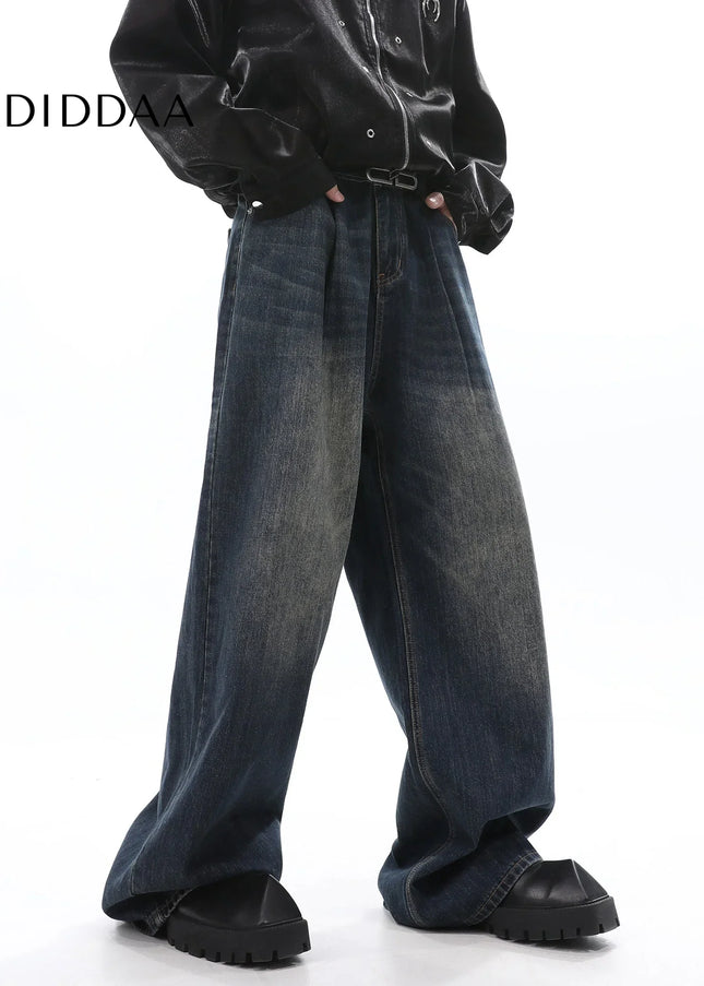 Blue Retro Loose Straight-Leg Jeans for Men - Men’s Jeans