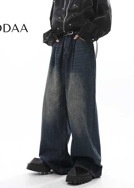 Blue Retro Loose Straight-Leg Jeans for Men - S / Black - Men’s Jeans
