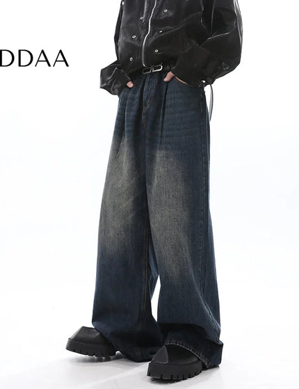 Blue Retro Loose Straight-Leg Jeans for Men - S / Black - Men’s Jeans