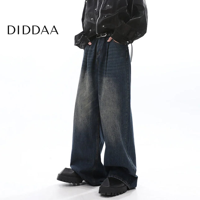 Blue Retro Loose Straight-Leg Jeans for Men - S / Black - Men’s Jeans