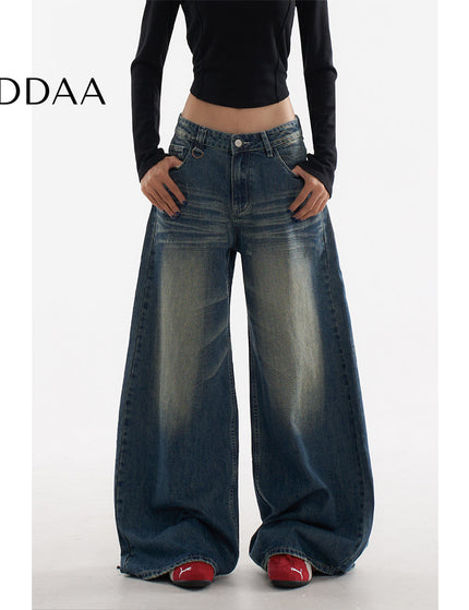 Blue Retro Loose Wide Leg Jeans - XS / Dark Blue - Women’s Jeans