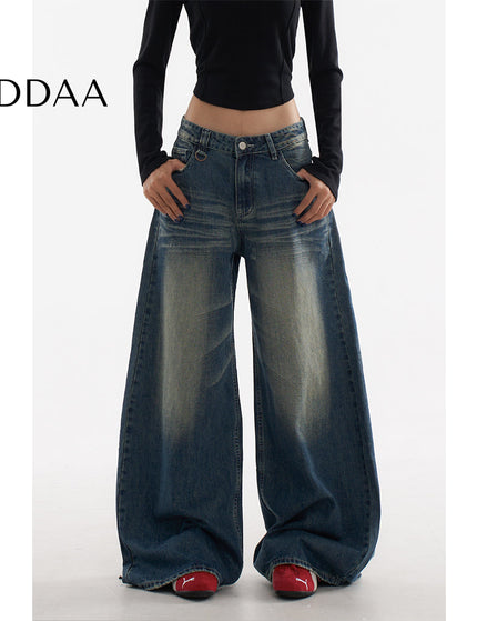 Blue Retro Loose Wide Leg Jeans - XS / Dark Blue - Women’s Jeans