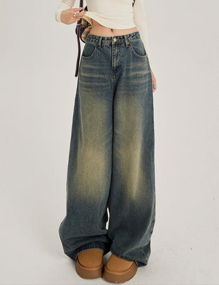 Blue Retro Nostalgic High-Waisted Wide-Leg Jeans - Women’s Jeans
