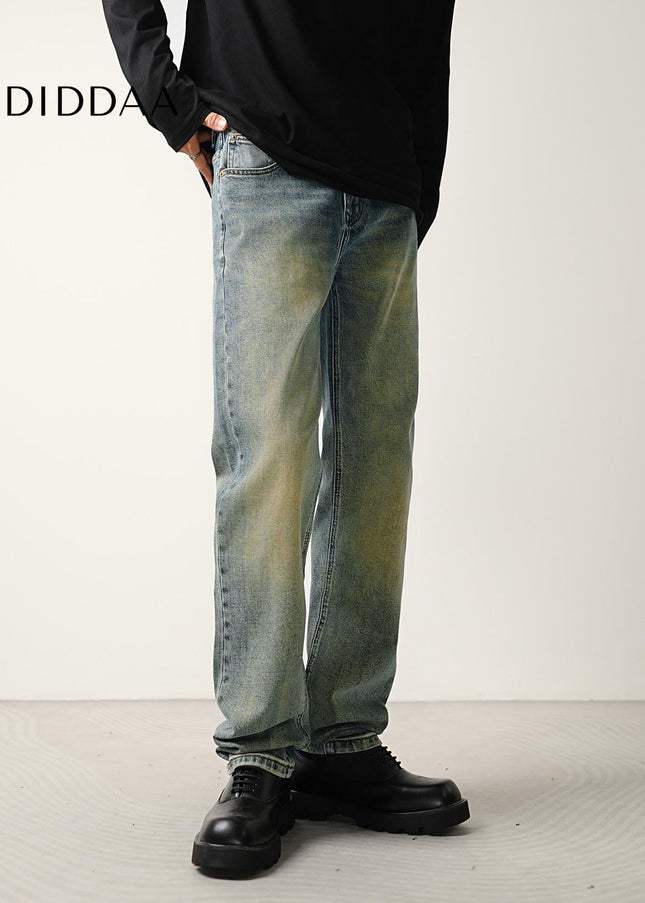 Blue Retro Nostalgic Wash Stretch Men’s Tapered Jeans - Men’s Jeans