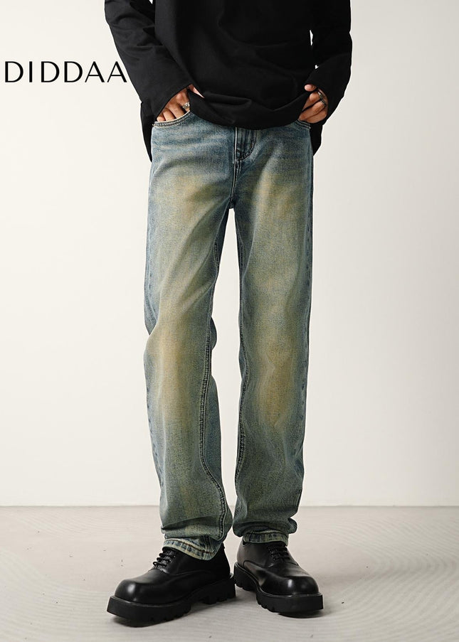 Blue Retro Nostalgic Wash Stretch Men’s Tapered Jeans - Men’s Jeans