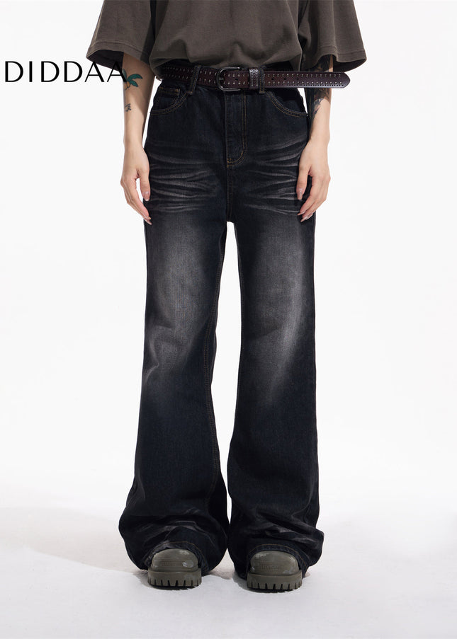 Blue Retro Slimming Flared Asexual Wide Leg Jeans - L / Black - Men’s Jeans