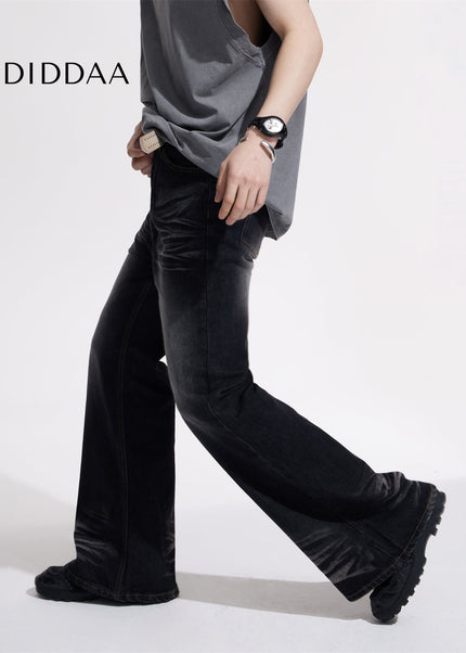 Blue Retro Slimming Flared Asexual Wide Leg Jeans - Men’s Jeans