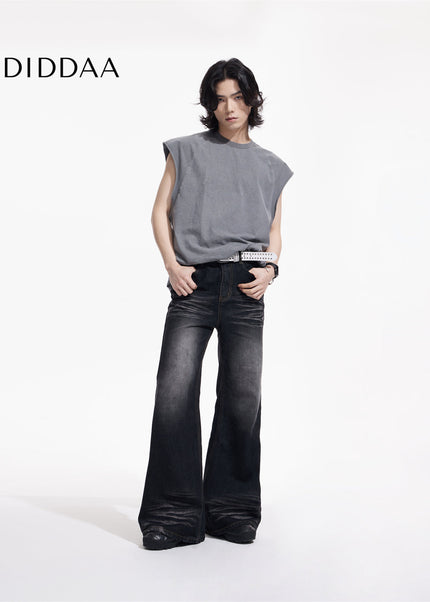 Blue Retro Slimming Flared Asexual Wide Leg Jeans - Men’s Jeans