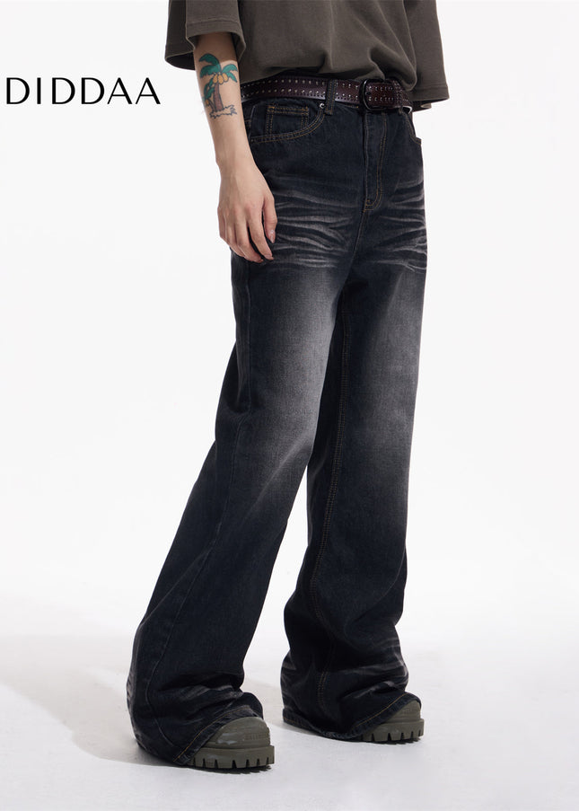 Blue Retro Slimming Flared Asexual Wide Leg Jeans - Men’s Jeans
