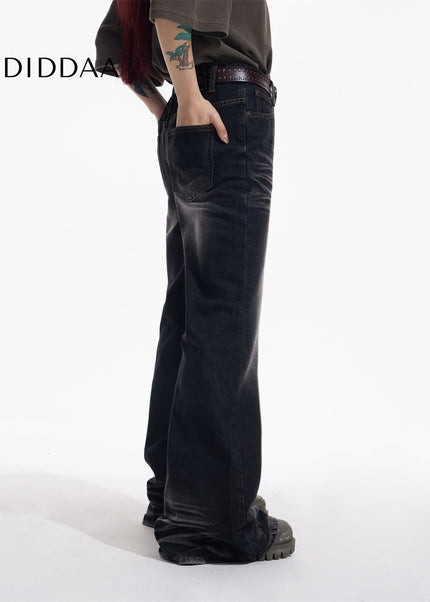 Blue Retro Slimming Flared Asexual Wide Leg Jeans - Men’s Jeans