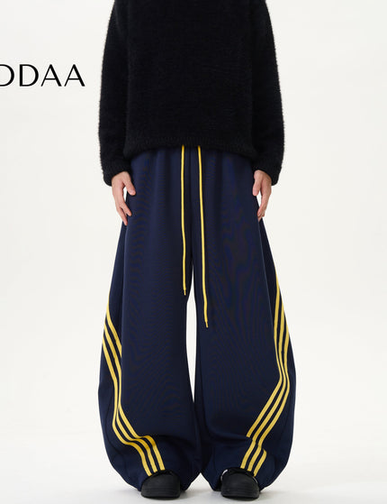 Blue Retro Stripe Draped Scimitar Sweatpants - S / Dark Blue - Unisex Sweatpants