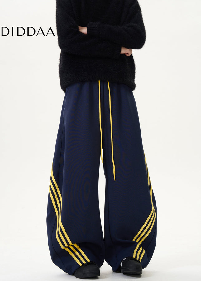 Blue Retro Stripe Draped Scimitar Sweatpants - Unisex Sweatpants