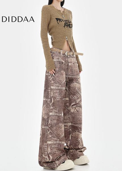 Blue Retro Tie-Dye High-Waisted Wide-Leg Jeans - Women’s Jeans