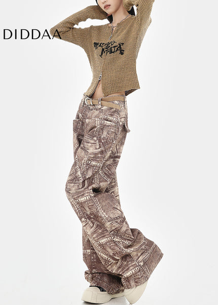 Blue Retro Tie-Dye High-Waisted Wide-Leg Jeans - Women’s Jeans