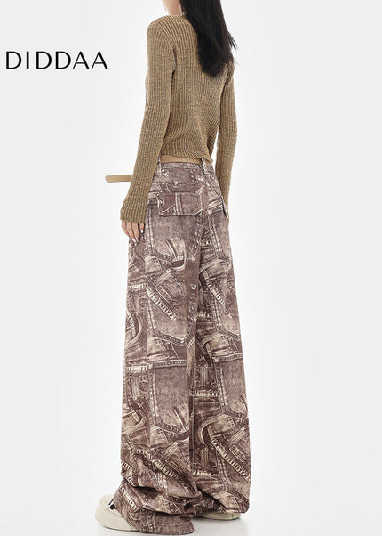 Blue Retro Tie-Dye High-Waisted Wide-Leg Jeans - Women’s Jeans