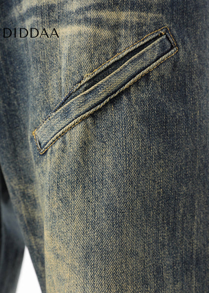 Blue Retro Vintage Loose Long Wide Leg Jeans - Men’s Jeans