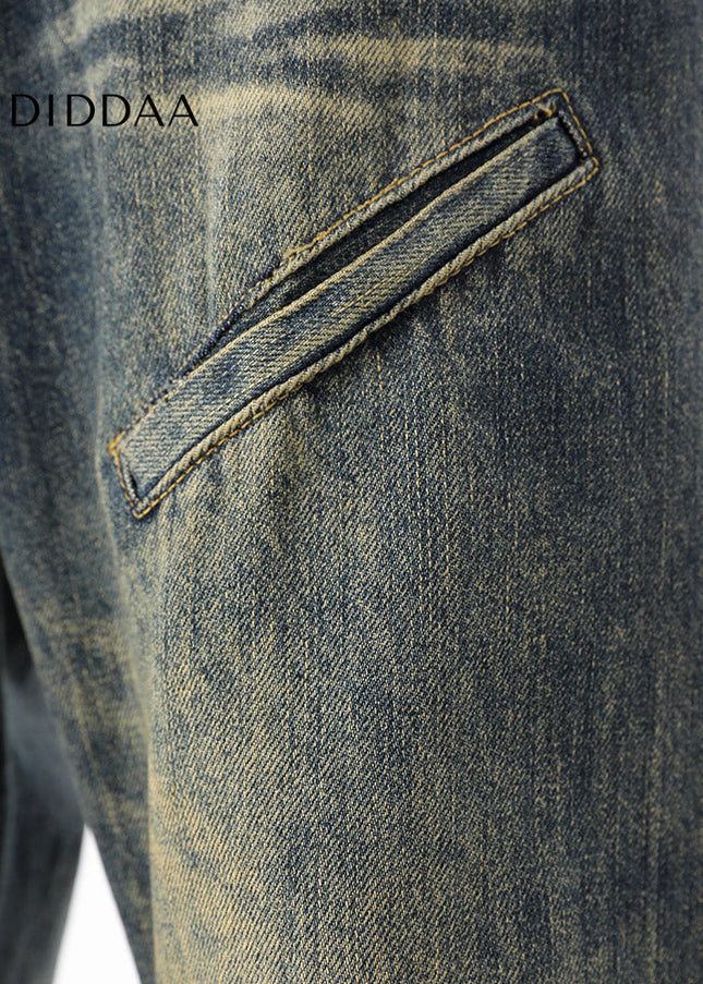Blue Retro Vintage Loose Long Wide Leg Jeans - Men’s Jeans