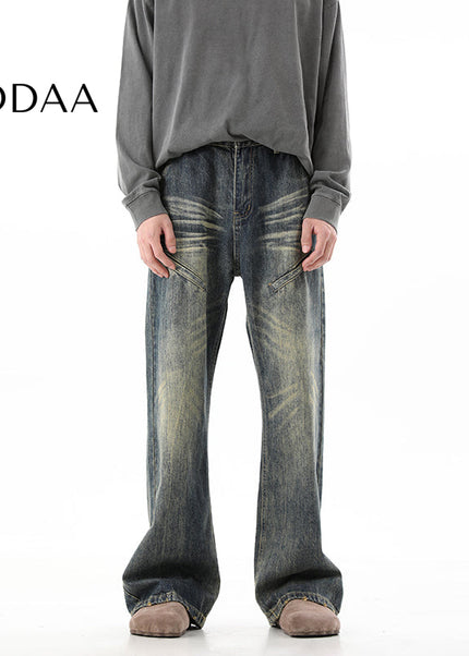 Blue Retro Vintage Loose Long Wide Leg Jeans - S / Vintage Blue - Men’s Jeans