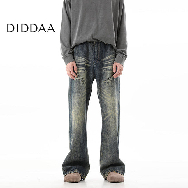 Blue Retro Vintage Loose Long Wide Leg Jeans - S / Vintage Blue - Men’s Jeans