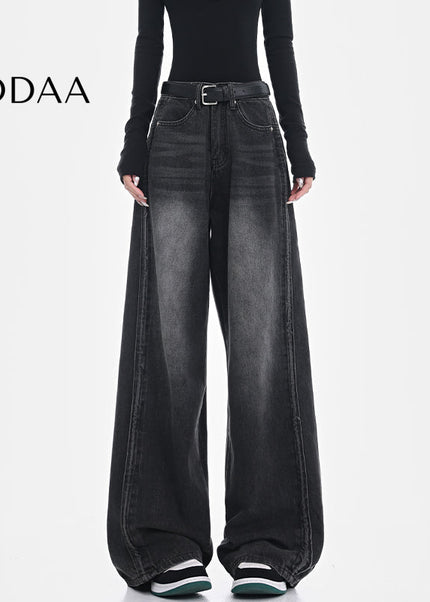 Blue Retro Wash High-Waisted Wide-Leg Jeans - S / Black - Women’s Jeans