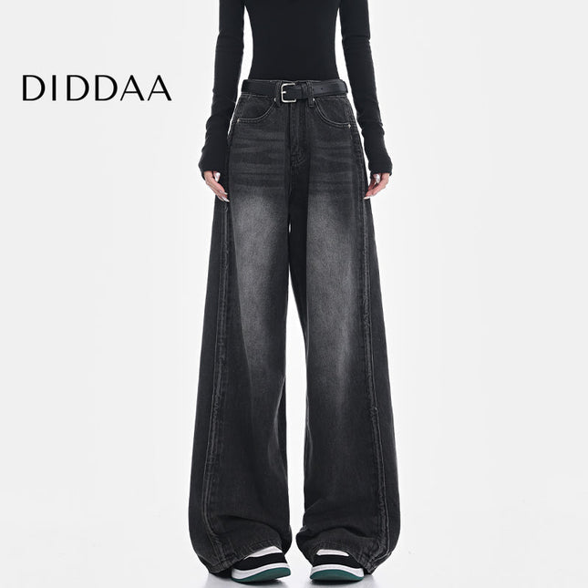 Blue Retro Wash High-Waisted Wide-Leg Jeans - S / Black - Women’s Jeans