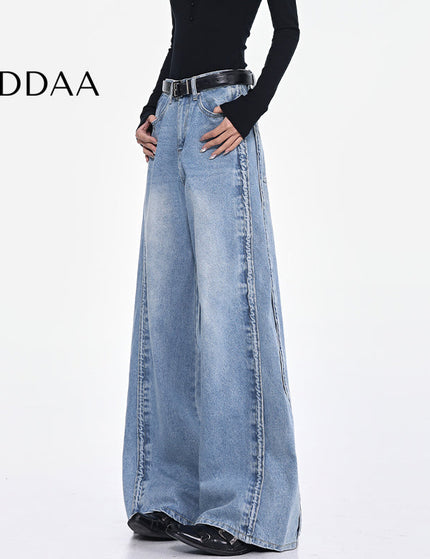 Blue Retro Wash High-Waisted Wide-Leg Jeans - S / Mid Blue - Women’s Jeans