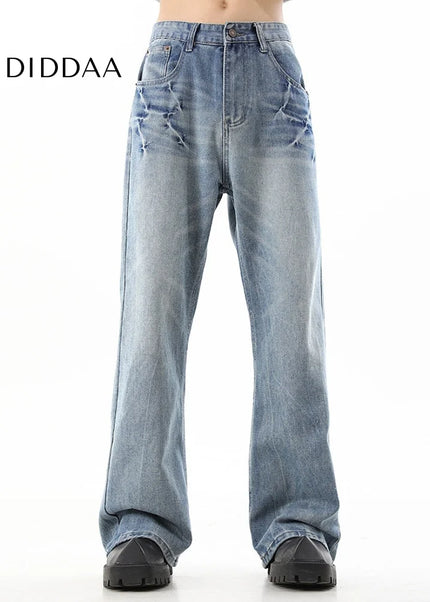 Blue Retro Wash Loose Straight Jeans for Men - Men’s Jeans