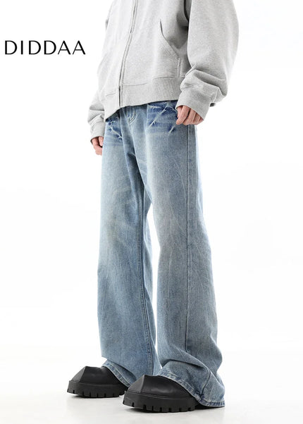 Blue Retro Wash Loose Straight Jeans for Men - Men’s Jeans