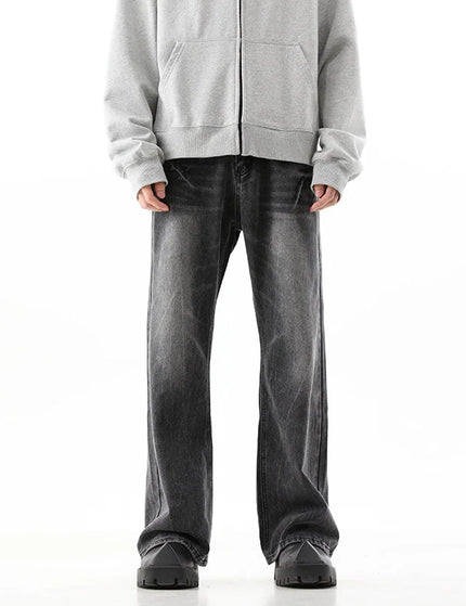 Blue Retro Wash Loose Straight Jeans for Men - S / Black - Men’s Jeans