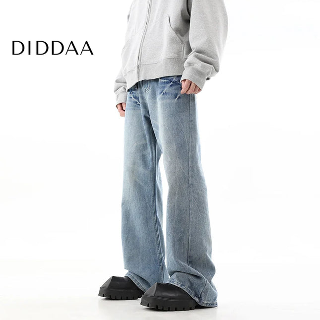 Blue Retro Wash Loose Straight Jeans for Men - S / Light Blue - Men’s Jeans