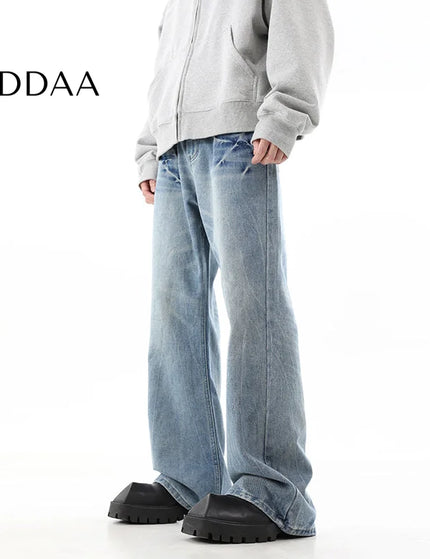 Blue Retro Wash Loose Straight Jeans for Men - S / Light Blue - Men’s Jeans