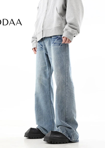 Blue Retro Wash Loose Straight Jeans for Men - S / Light Blue - Men’s Jeans