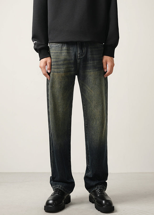 Blue Retro Wash Loose Straight-Leg Jeans - 28 / Dark Grey - Men’s Jeans