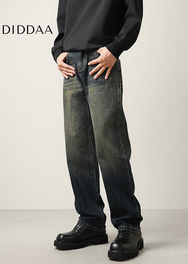 Blue Retro Wash Loose Straight-Leg Jeans - Men’s Jeans