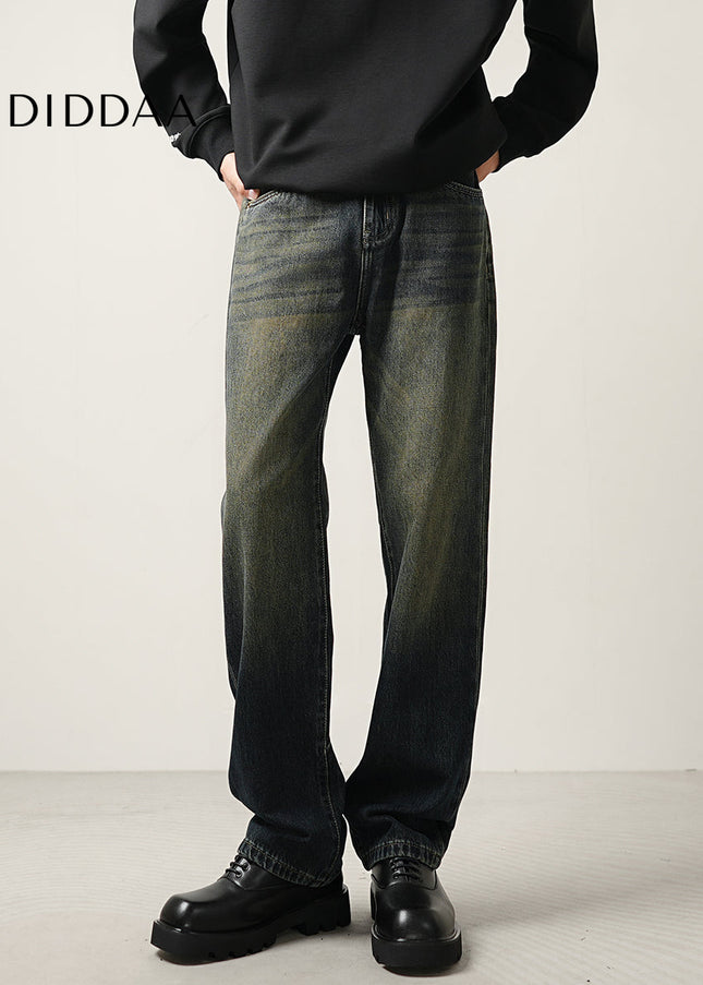 Blue Retro Wash Loose Straight-Leg Jeans - Men’s Jeans