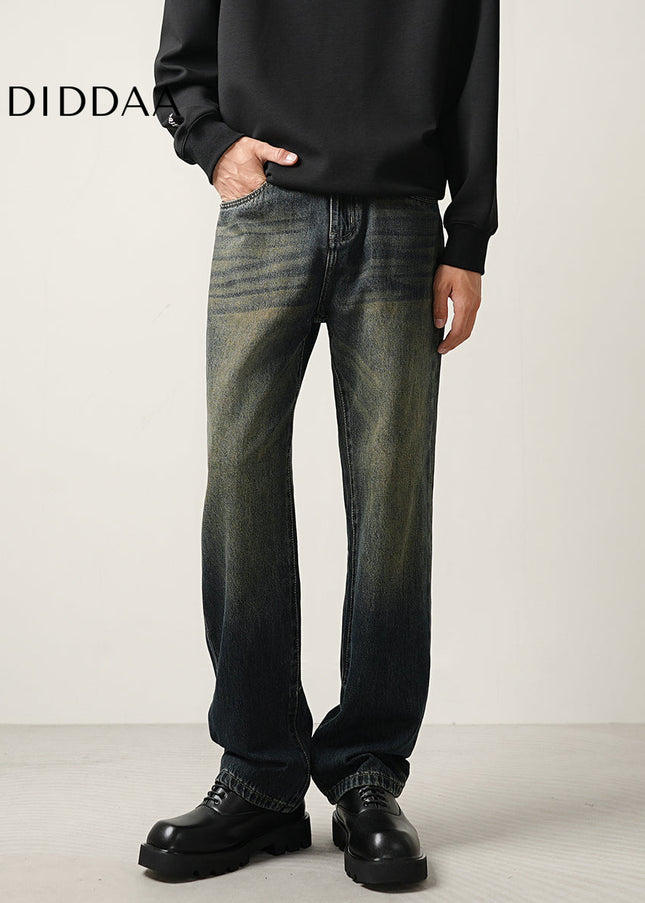 Blue Retro Wash Loose Straight-Leg Jeans - Men’s Jeans