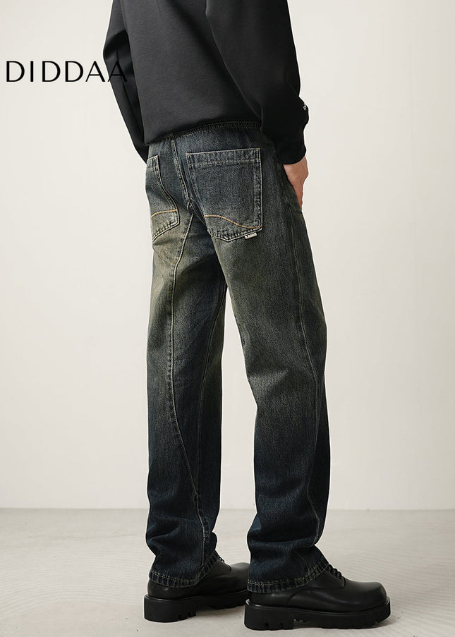 Blue Retro Wash Loose Straight-Leg Jeans - Men’s Jeans