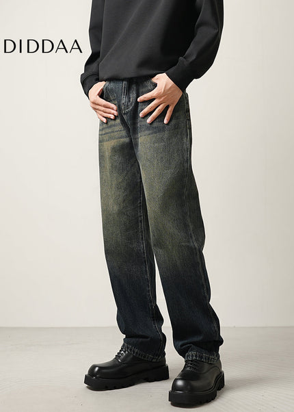 Blue Retro Wash Loose Straight-Leg Jeans - Men’s Jeans