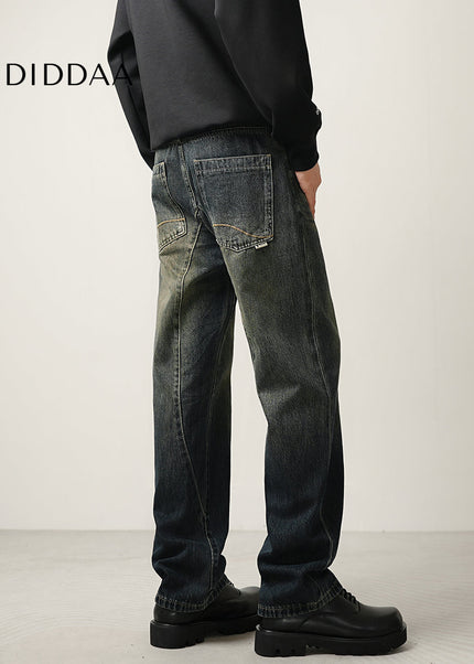 Blue Retro Wash Loose Straight-Leg Jeans - Men’s Jeans