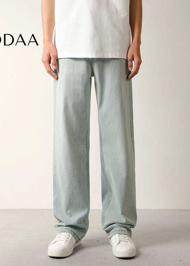 Blue Retro Wash Stretch Straight Jeans for Men - 28 / Light Blue - Men’s Jeans