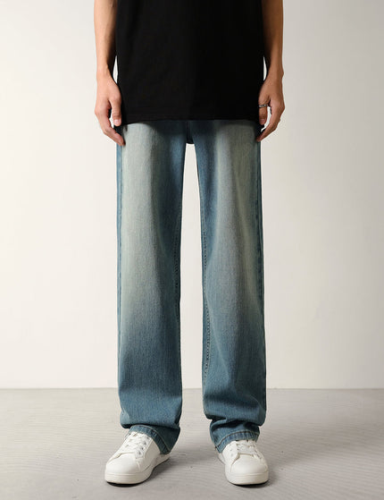 Blue Retro Wash Stretch Straight Jeans for Men - 28 / Mid Blue - Men’s Jeans