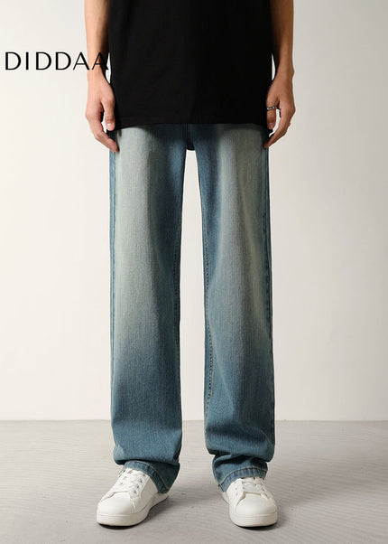 Blue Retro Wash Stretch Straight Jeans for Men - Men’s Jeans