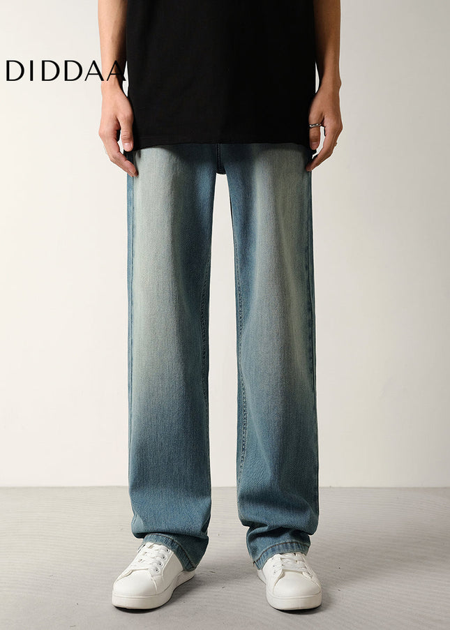 Blue Retro Wash Stretch Straight Jeans for Men - Men’s Jeans