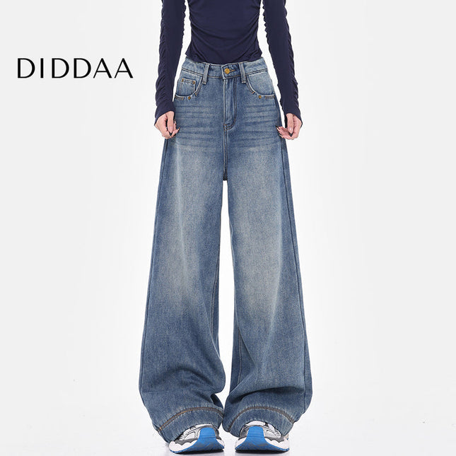 Blue Retro Wash Wide Leg Jeans for Women - S / Mid Blue - Women’s Jeans