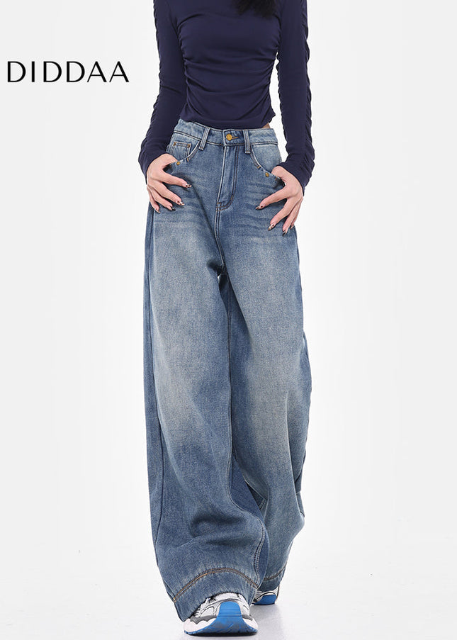 Blue Retro Wash Wide Leg Jeans for Women - Women’s Jeans
