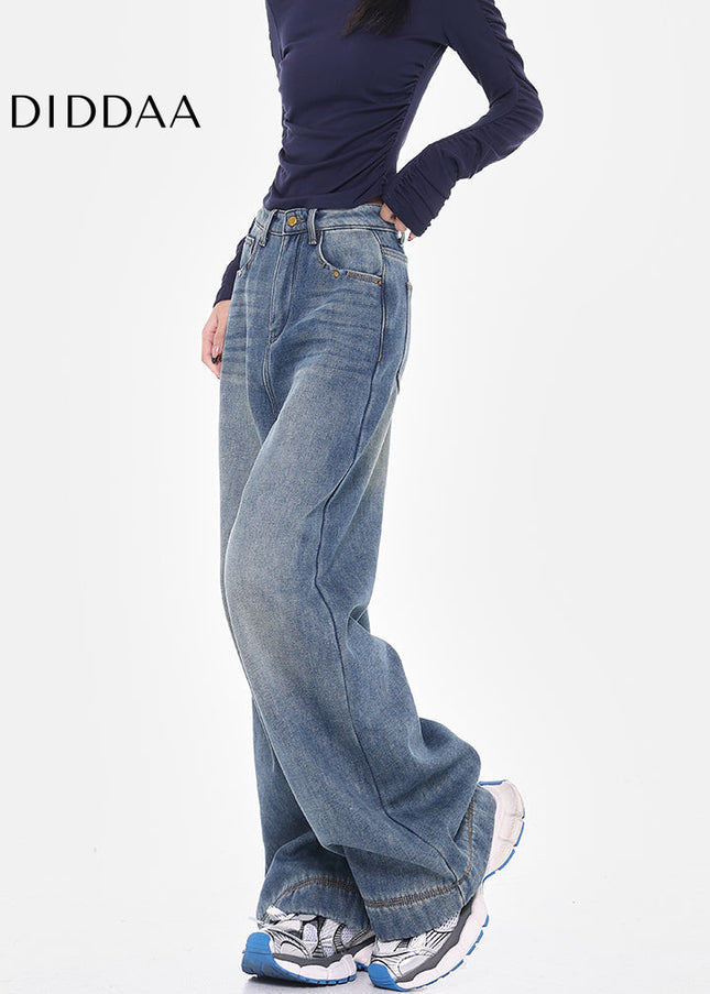 Blue Retro Wash Wide Leg Jeans for Women - Women’s Jeans